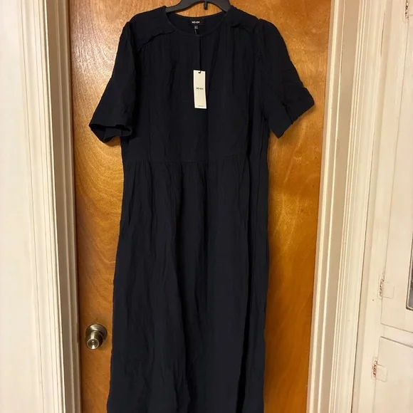 ME+EM Cheesecloth Relaxed Ruffled Midi Dress - Picture 2 of 4